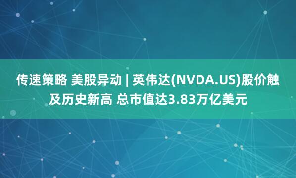 传速策略 美股异动 | 英伟达(NVDA.US)股价触及历史新高 总市值达3.83万亿美元