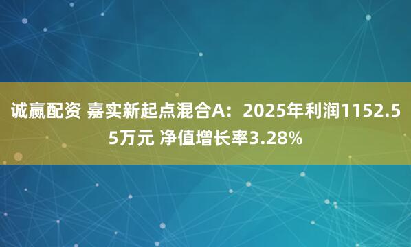 诚赢配资 嘉实新起点混合A：2025年利润1152.55万元 净值增长率3.28%
